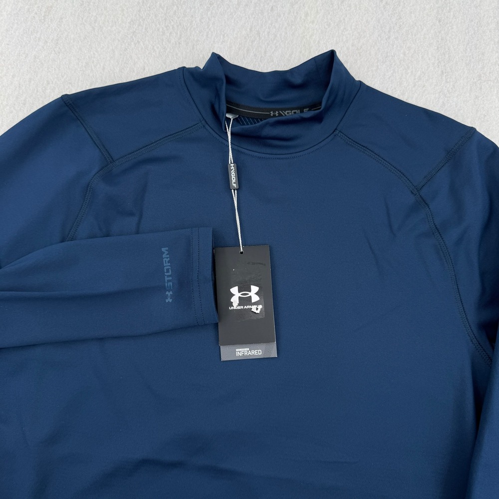 NWT Under Armour Golf ColdGear Infrared Mock Neck Base Layer Navy Blue Mens M